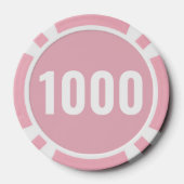 Basis Pastel Roze Wit Vet Nummer Poker Chips (Achterkant)