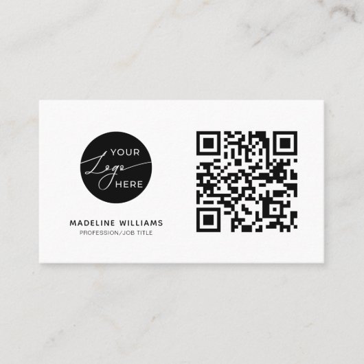 Basis Professioneel Bedrijf Logo QR Code Visitekaartje (Voorkant)