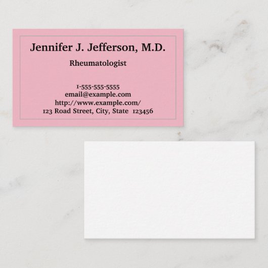 Basis-reumatoloog Visitekaartje (Voorkant / Achterkant)