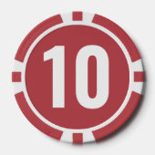 Basis Rood Wit Vet Nummer  Poker Chips (Voorkant)