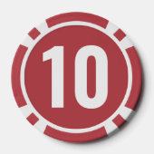 Basis Rood Wit Vet Nummer  Poker Chips (Achterkant)