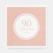 Basis roze Witte 90e verjaardag Servet (Voorkant)