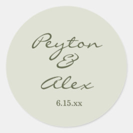 Basis Sage Groene Script Trouw Ronde Sticker