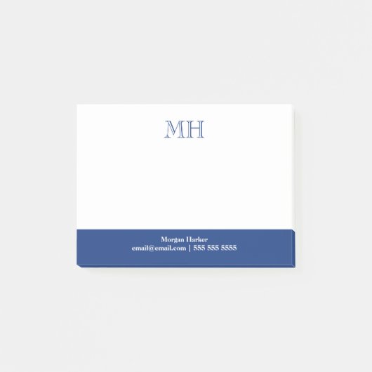 Basis Schoon Initiaal Wit Blauw Post-it® Notes (Voorkant)