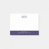 Basis Schoon Initiaal Wit Donkerblauw Post-it® Notes (Voorkant)