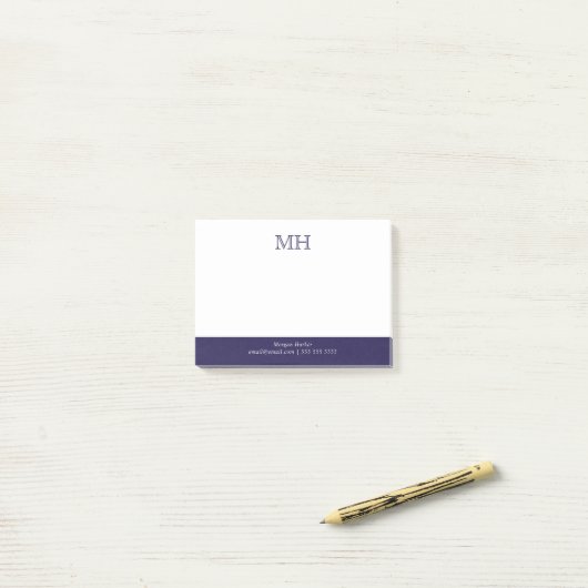 Basis Schoon Initiaal Wit Donkerblauw Post-it® Notes (Op bureau)