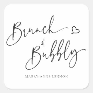 Basis script brunch en bruisende favorietentag vierkante sticker