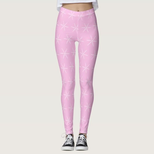 Basis Sneeuwvlok Roze Leggings (Voorkant)