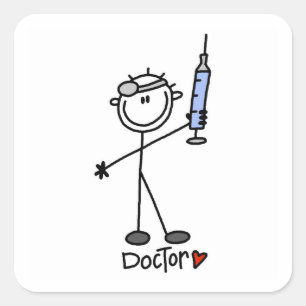 Basis Stokfiguur Dokter Vierkante Sticker