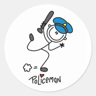 Basis Stokfiguur Politieagent Ronde Sticker