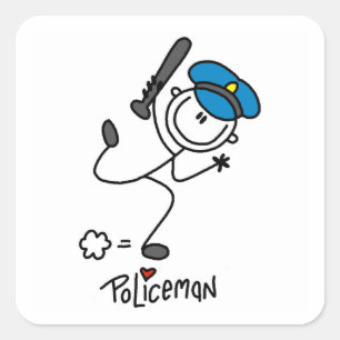 Basis Stokfiguur Politieagent Vierkante Sticker