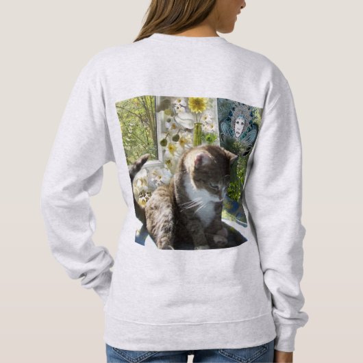 Basis Sweatshirt met Cute Cat, Flowers en Fairy (Achterkant)