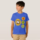 Basis T-shirt koningsblauw NOEL ZON CHOCOLADE (Voorkant volledig)
