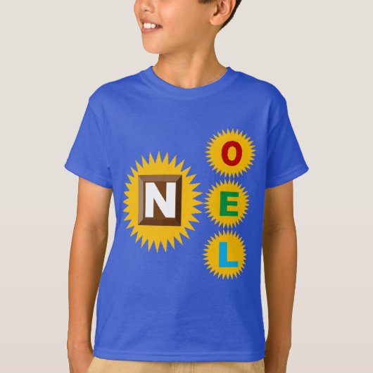 Basis T-shirt koningsblauw NOEL ZON CHOCOLADE (Voorkant)