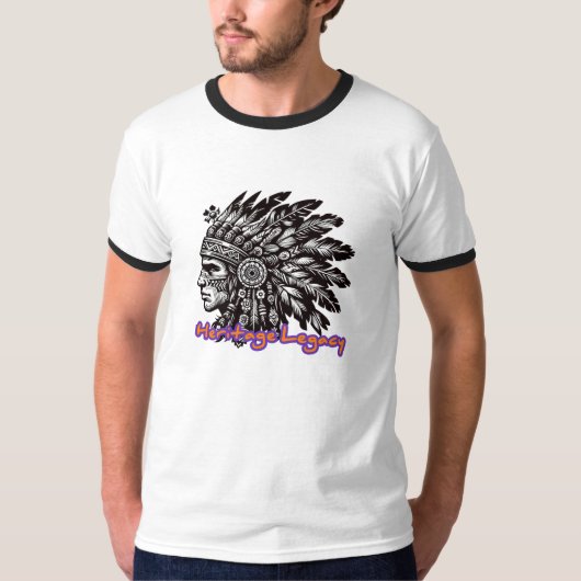 Basis T-shirt met ringer voor heren (Voorkant)