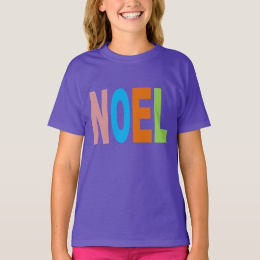 Basis T-shirt paars Design NOEL (Voorkant)