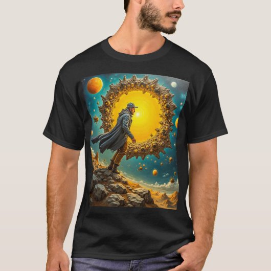 Basis T-shirt voor mannen in het donker (Voorkant)
