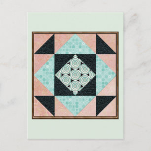 Basis-uraniumglas in Turquoise en Peach Briefkaart