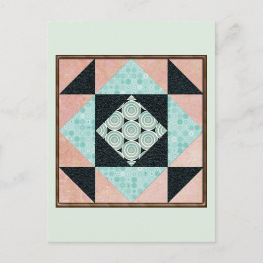 Basis-uraniumglas in Turquoise en Peach Briefkaart (Voorkant)