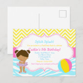 Basis van de Afrikaanse American Girl Pool Party Briefkaart (Voorkant / Achterkant)