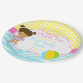 Basis van de Afrikaanse American Girl Pool Party Papieren Bordje (Gekanteld)