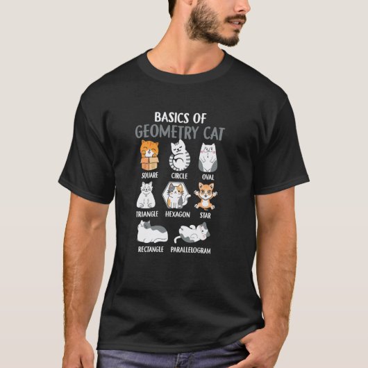 Basis van kattengeometrie Wiskundeleraar Funny Cat T-shirt (Voorkant)