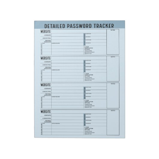 Basis Wachtwoord Tracker met Gebruikersnaam Notitieblok (Linkerzijde)