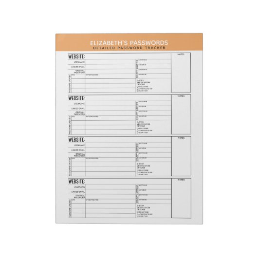 Basis Wachtwoord Tracker met Gebruikersnaam Notitieblok (Linkerzijde)