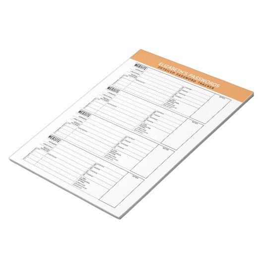Basis Wachtwoord Tracker met Gebruikersnaam Notitieblok (Schuin)