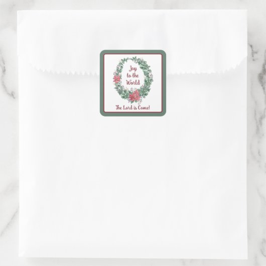 Basis waterverf krans aangepaste Kerst Vakantie Vierkante Sticker (Tas)