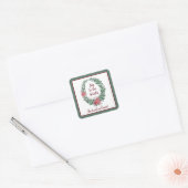 Basis waterverf krans aangepaste Kerst Vakantie Vierkante Sticker (Envelop)