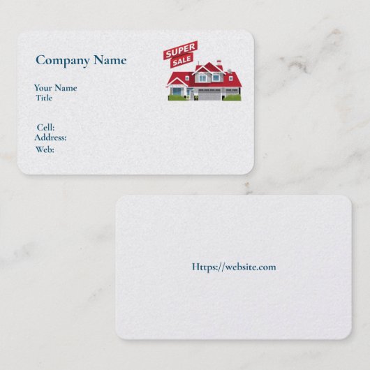 Basis witte Sjabloon Visitekaartjes huizen (Voorkant / Achterkant)