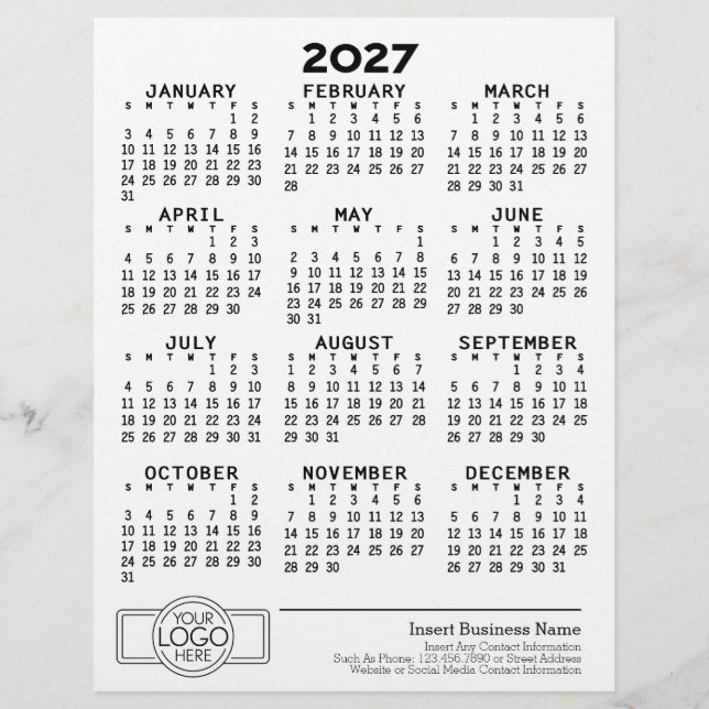 Basis Zakelijk Kantoorlogo met Kalender Briefhoofd (Voorkant)