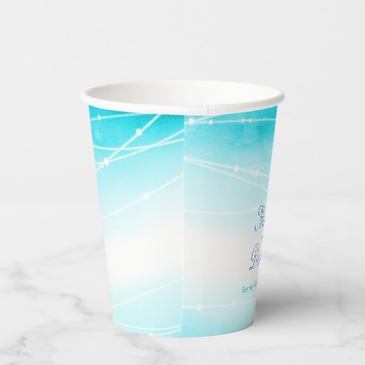 Basis zee blauw abstracte wasbekertjes op maat papieren bekers (Rechts)