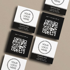 Basis Zwart Bedrijfslogo QR-code Vierkante Visitekaartje