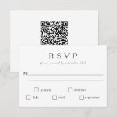 Basis Zwart Wit Maaltijd Keuze QR-code RSVP Kaartje (Voorkant / Achterkant)