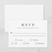 Basis zwart-wit maaltijdkeuze aangepast RSVP kaartje (Voorkant / Achterkant)