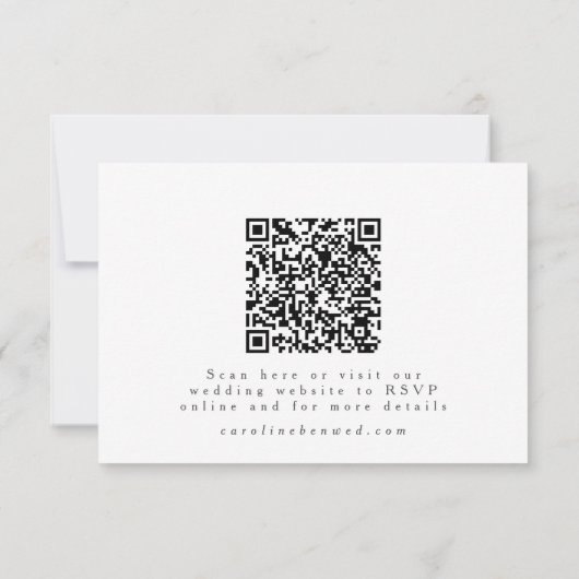 Basis Zwart Wit Maaltijdkeuze QR-code RSVP Kaartje (Achterkant)