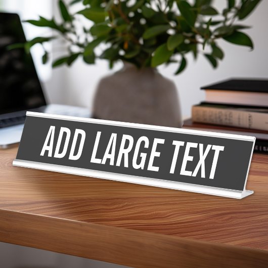 Basis Zwart Wit met Grote Naam of Tekst Bureau Naambordje