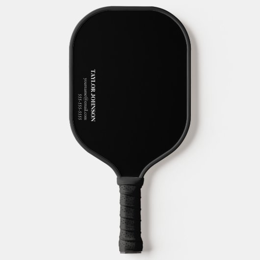 Basis Zwart-wit Monogram Naam + Info Pickleball Paddle (Voorkant)