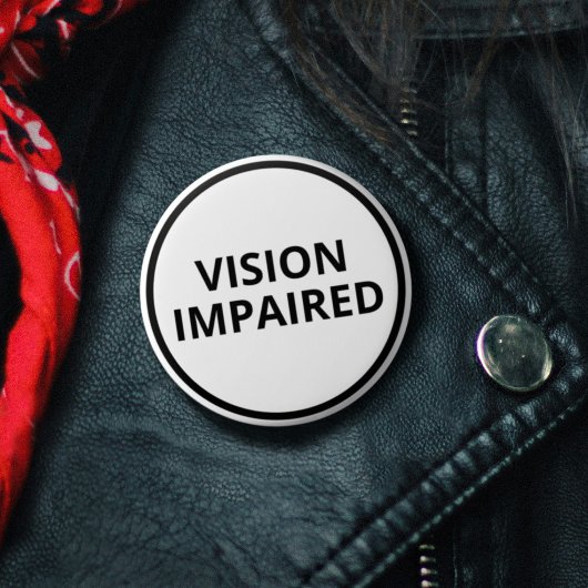 Basis Zwart Wit Tekst Visuele Handicap Ronde Button 5,7 Cm