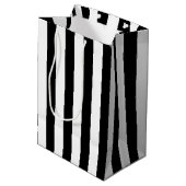 Basis zwart-wit verticale strepen medium cadeauzakje (Achterkant Gekanteld)