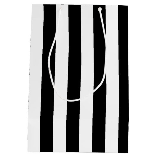 Basis zwart-wit verticale strepen medium cadeauzakje (Achterkant)
