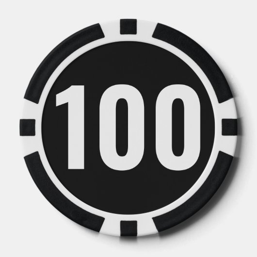 Basis zwart wit vet nummer poker chips (Voorkant)