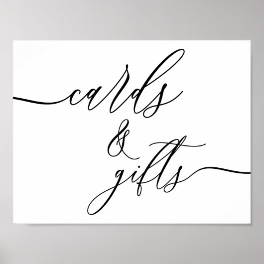 Basis Zwarte Calligrafie Horizontale Kaarten En Ca Poster (Voorkant)