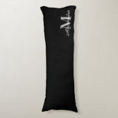 Basis Zwarte effen kleur Monogram naam initiaal Lichaamskussen (Voorkant Verticaal)