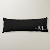 Basis Zwarte effen kleur Monogram naam initiaal Lichaamskussen (Voorkant)