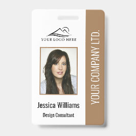 Basisbedrijfslogo Foto Bruine Werknemersbeveiligin Badge