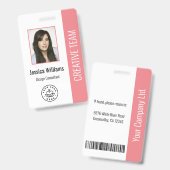 Basisbedrijfslogo foto roze personeels-ID Badge (Voor- en achterkant)