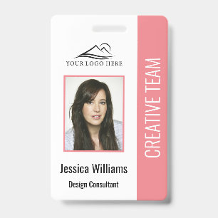 Basisbedrijfslogo Foto Roze Werknemersbeveiliging Badge